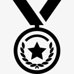 星奖章奖牌的圆形一颗悬着的一条图标高清图片