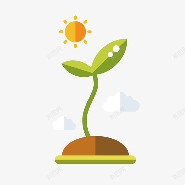 绿色植物发芽图标png_新图网 https://ixintu.com 发芽 土壤 太阳 平面 植物 绿色 设计