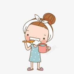 早晨洗漱女孩刷牙高清图片