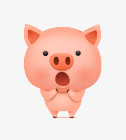 张嘴猪惊讶的粉色小猪高清图片
