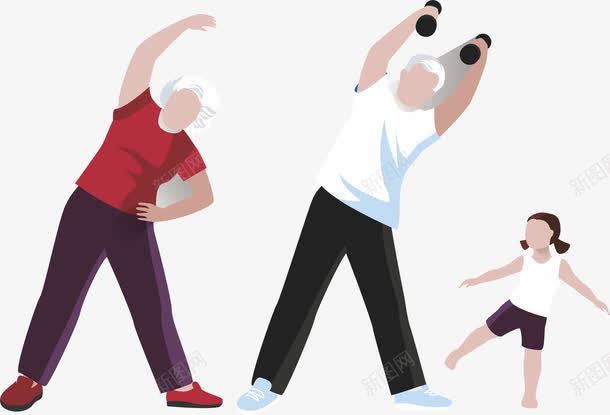 锻炼的人png免抠素材_新图网 https://ixintu.com 一排人 健身 小孩 站一排 老年人 老年人运动 运动
