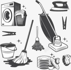 衣物清洁家庭清洁工具矢量图高清图片