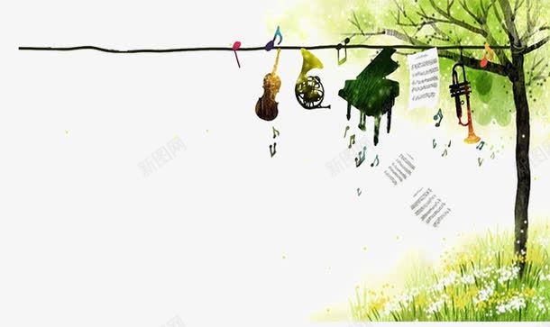 美妙的音乐片png免抠素材_新图网 https://ixintu.com 唯美 唯美图片 图片绿色的树 背景图片悦耳动听的音乐 装饰 装饰图片