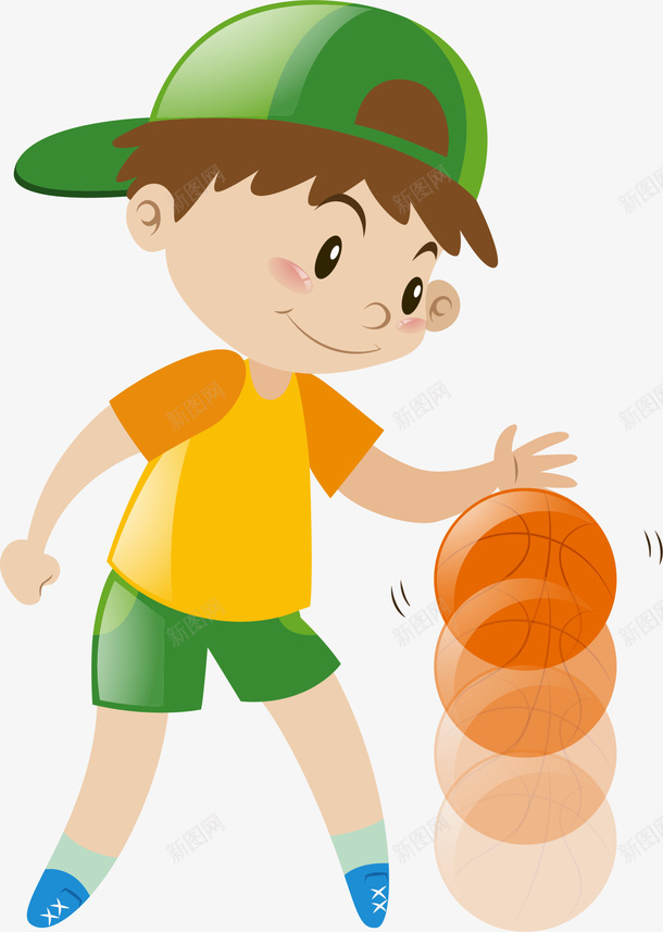 儿童节拍篮球的男孩png免抠素材_新图网 https://ixintu.com 儿童节 害羞 戴着帽子 打篮球 拍篮球的男孩 运动