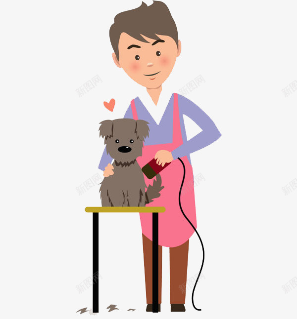 卡通宠物美容师图png免抠素材_新图网 https://ixintu.com 卡通 宠物 小狗 帅气的 插图 爱心 男人 美容师