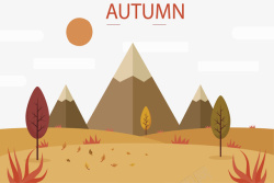 秋季山林郊外山林美丽秋景矢量图高清图片