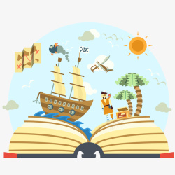 海盗船只书中的海盗世界插画矢量图高清图片