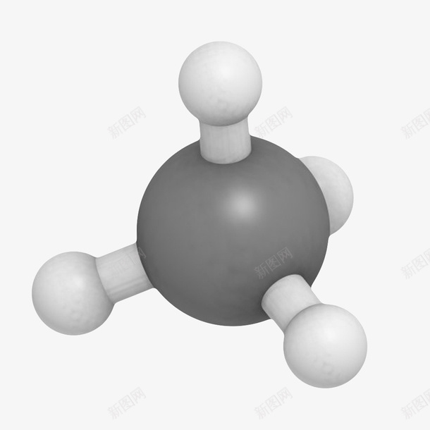 黑色清晰甲烷(ch4)分子形狀