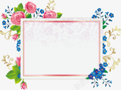 郁金香玫瑰春季花卉边框横幅矢量图高清图片