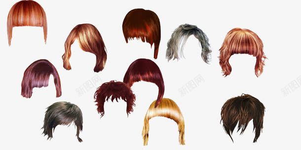 各种发型png免抠素材_新图网 https://ixintu.com 假发 头发 头套