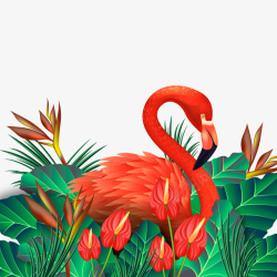热带天堂红色火烈鸟高清图片