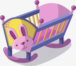 逼真婴儿床宝宝床png紫色立体玩具婴儿床高清图片