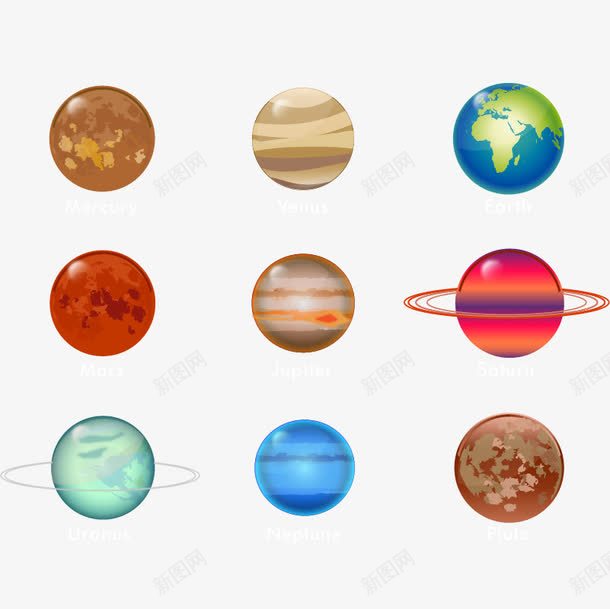 卡通太阳系星球png免抠素材_新图网 https://ixintu.com 九大行星 卡通 宇宙 星球 立体
