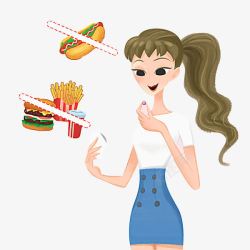 节食素材卡通减肥的女孩高清图片