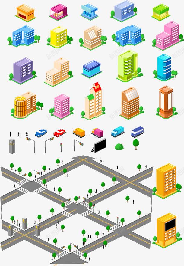 城市3D模型png免抠素材_新图网 https://ixintu.com 建筑模型城市平面图道路矢量素材