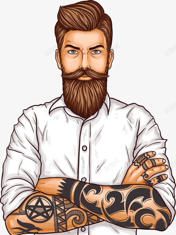 卡通版纹身的男子png免抠素材_新图网 https://ixintu.com 动漫动画 卡通人物 卡通手绘 男子 纹身 装饰图