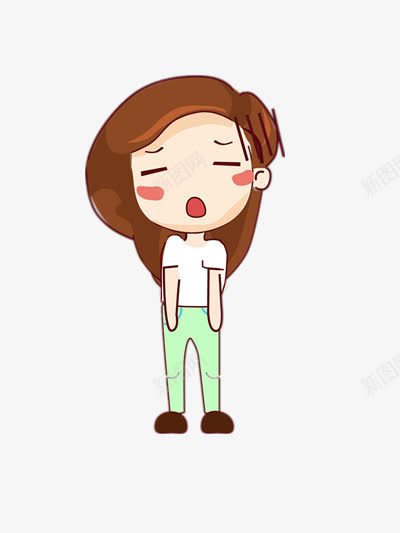 懒洋洋的女孩png免抠素材_新图网 https://ixintu.com 卡通 素材 闭眼
