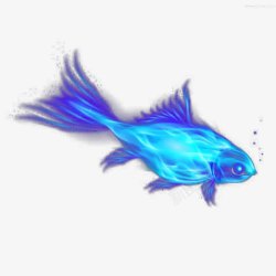 蓝色游鱼飞鱼装饰高清图片