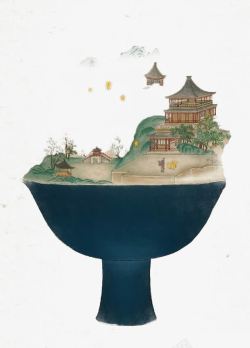 古楼风景中国国画高清图片