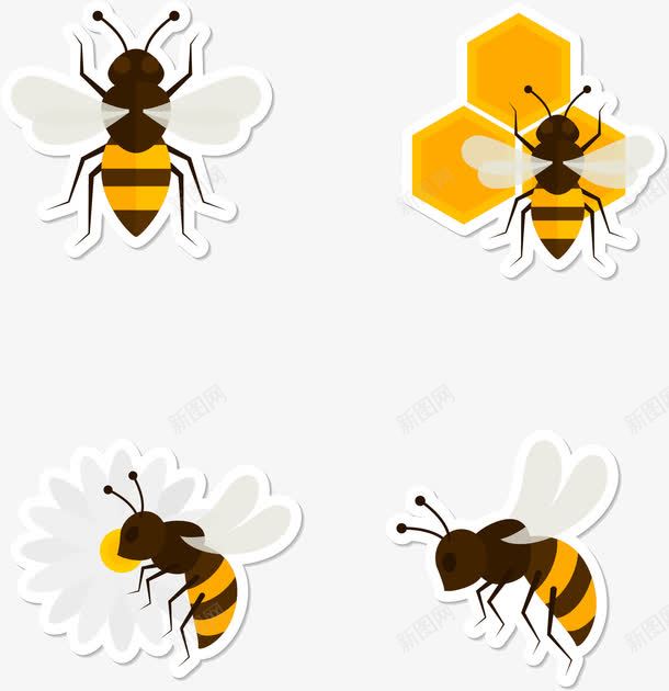 手绘蜜蜂png免抠素材_新图网 https://ixintu.com 卡通 小蜜蜂 手绘 采蜜 黄色