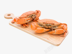 蟹扣红色美味的食物砧板上的清蒸大闸高清图片