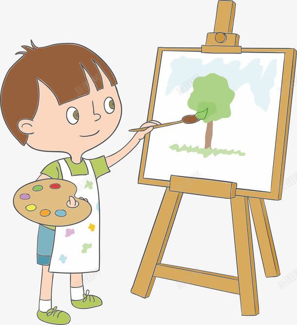 拿着调色板画画的男孩png免抠素材_新图网 https://ixintu.com 人物 做画 儿童画板 男孩 画板 画画的人 绘画 艺术 调色板