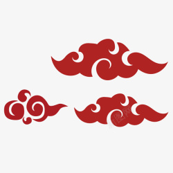 红色扁平祥云素材