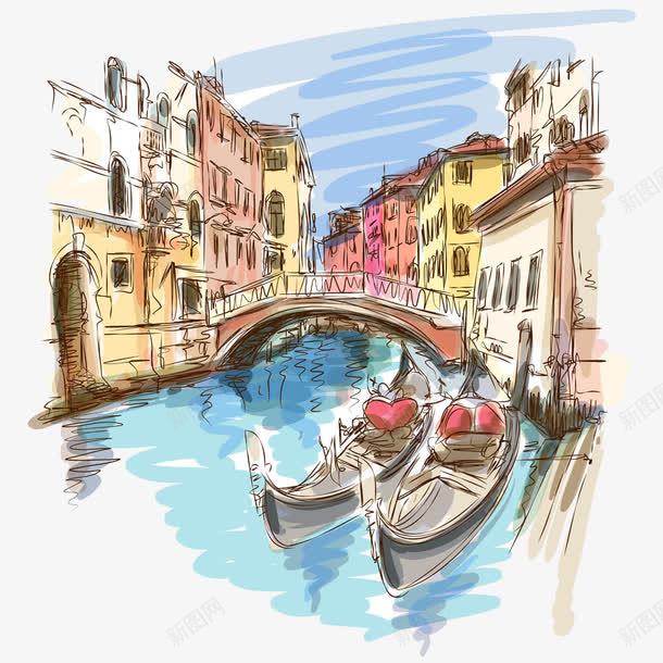 手绘卡通威尼斯城市png免抠素材_新图网 https://ixintu.com 卡通 城市风光 威尼斯 手绘