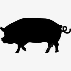 猪轮廓猪的侧面轮廓图标高清图片