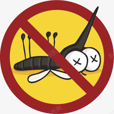 卡通禁止蚊子警告图标图标