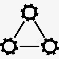 网络链接三齿轮连接线三角形图标高清图片