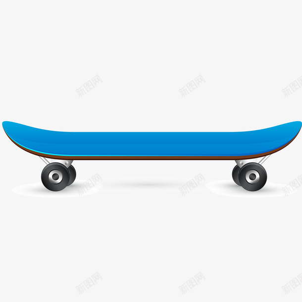 蓝色滑板卡通插画png免抠素材_新图网 https://ixintu.com 卡通插画 圆弧 形状 滑板 蓝色 运动 黑色轮胎