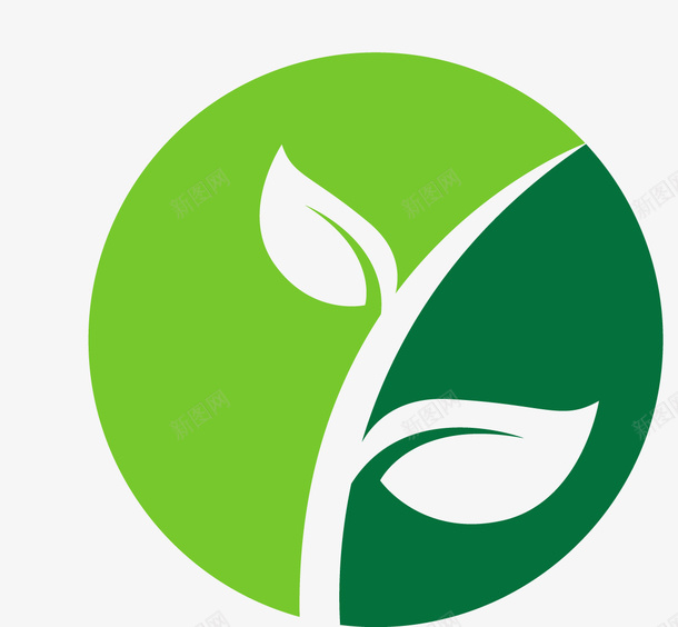 绿色树芽环保标志png免抠素材_新图网 https://ixintu.com PNG 圆形 树芽 环保 绿色
