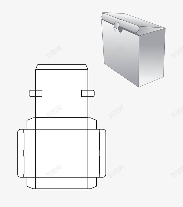 手绘线条包装盒平面结构图png免抠素材_新图网 https://ixintu.com 包装材料 包装盒 外包装 密封 封口 封装 手绘 线条