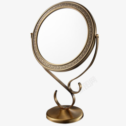 圆镜子素材复古立式铜镜高清图片