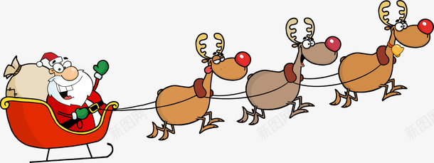卡通圣诞老人和雪橇png免抠素材_新图网 https://ixintu.com 可爱的 圣诞礼物 圣诞老人 圣诞节 手绘 雪橇 麋鹿