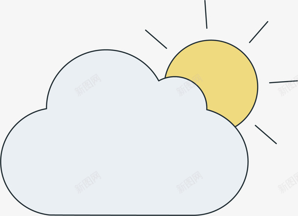 晴朗天气图标png_新图网 https://ixintu.com 卡通有趣 天气图标 太阳 扁平化 白色云朵 矢量图案 装饰图 风雨气温图