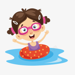 溺水女孩卡通游泳的女孩人物高清图片