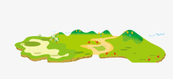 矢量绿色岛屿卡通简洁扁平化绿色岛屿高清图片
