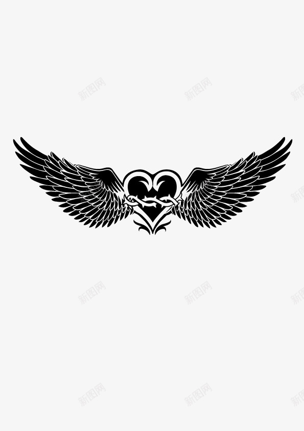 爱心和翅膀纹身图案图标png_新图网 https://ixintu.com 创意 刺青 爱心 简图 纹身图案 翅膀 酷酷的