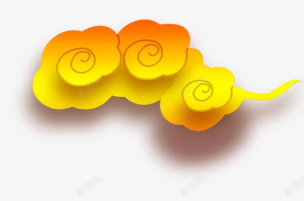 黄色漂浮的云png免抠素材_新图网 https://ixintu.com 中国风 漂浮云 装饰图案 黄色