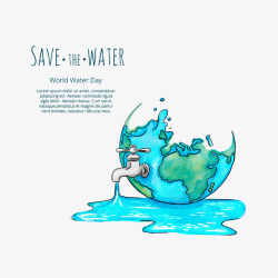 浪费水资源英文版节约用水海报高清图片