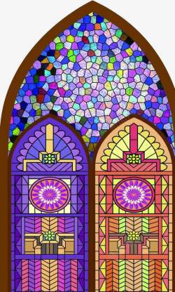 教堂玻璃教堂玻璃花纹彩绘高清图片
