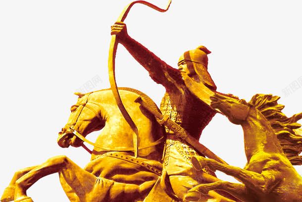 金色骑马射箭将军图案png免抠素材_新图网 https://ixintu.com 古代 将军 战争 打仗 金色