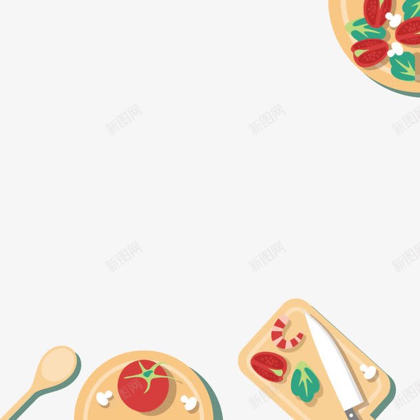 案板背景png免抠素材_新图网 https://ixintu.com 做饭 刀叉 勺子 蔬菜