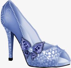 蓝色女鞋精致女高跟高清图片
