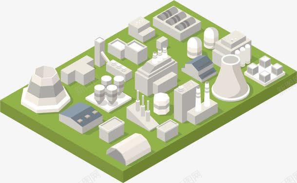 工厂建筑鸟瞰扁平化矢量图ai免抠素材_新图网 https://ixintu.com 公路 地产 城市 城镇 建筑 扁平化 招牌 树木 高楼 矢量图