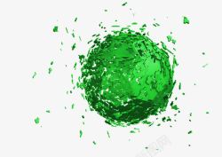 球形效果绿色立体科技球形粉碎效果高清图片