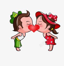 老公老婆卡通爱情亲吻高清图片