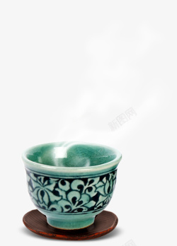 飘着烟雾的热茶图片陶瓷茶杯热气烟雾装饰图案高清图片